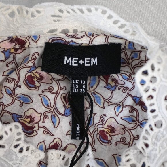 ME+EM Cotton Voile Sweet Pea Print Relaxed Blouse in Cream/Multi - US Size 6 NWT - Picture 4 of 7